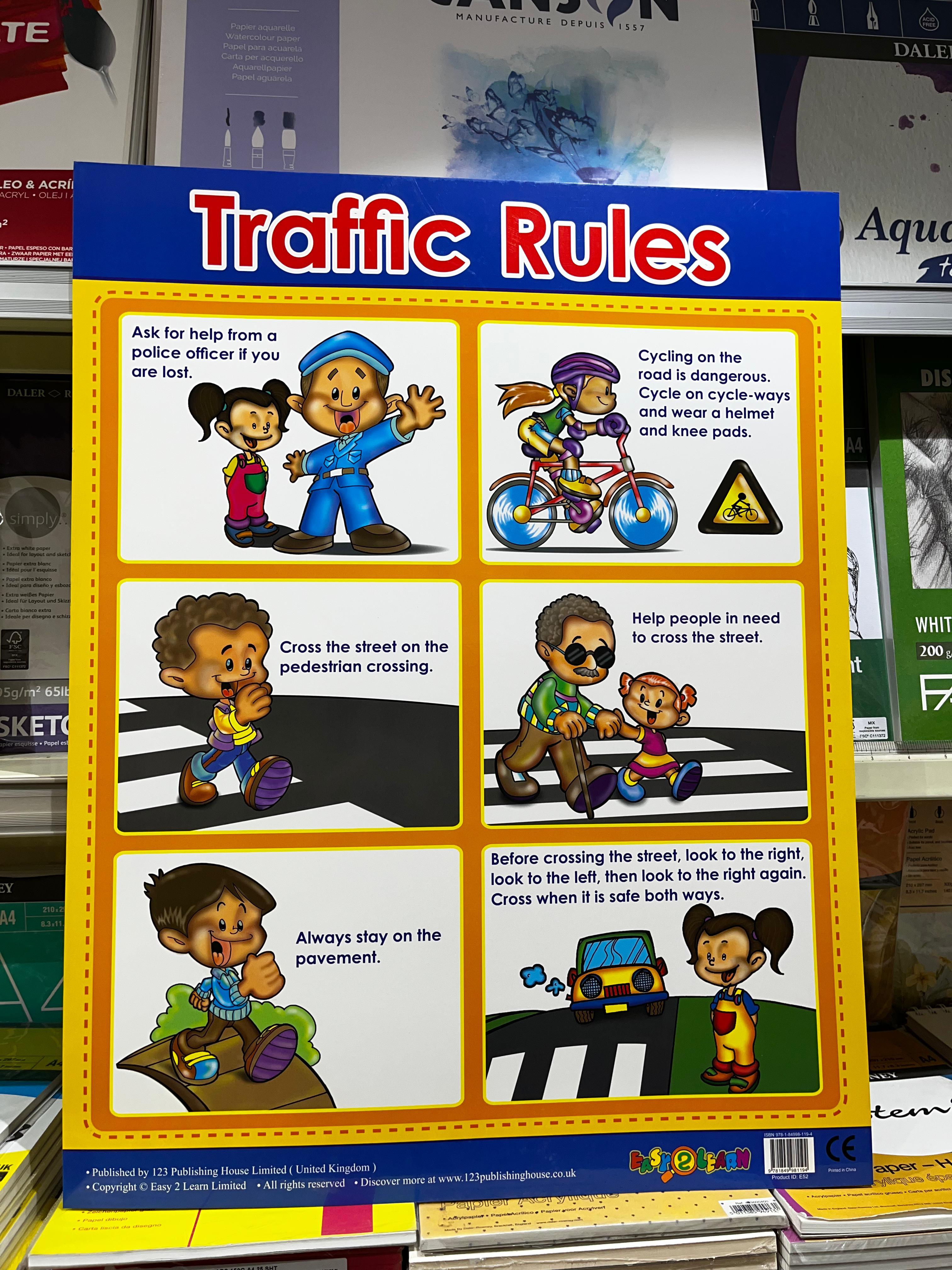 ENGLISH CHART BOARD - TRAFFIC RULES ID (E52)