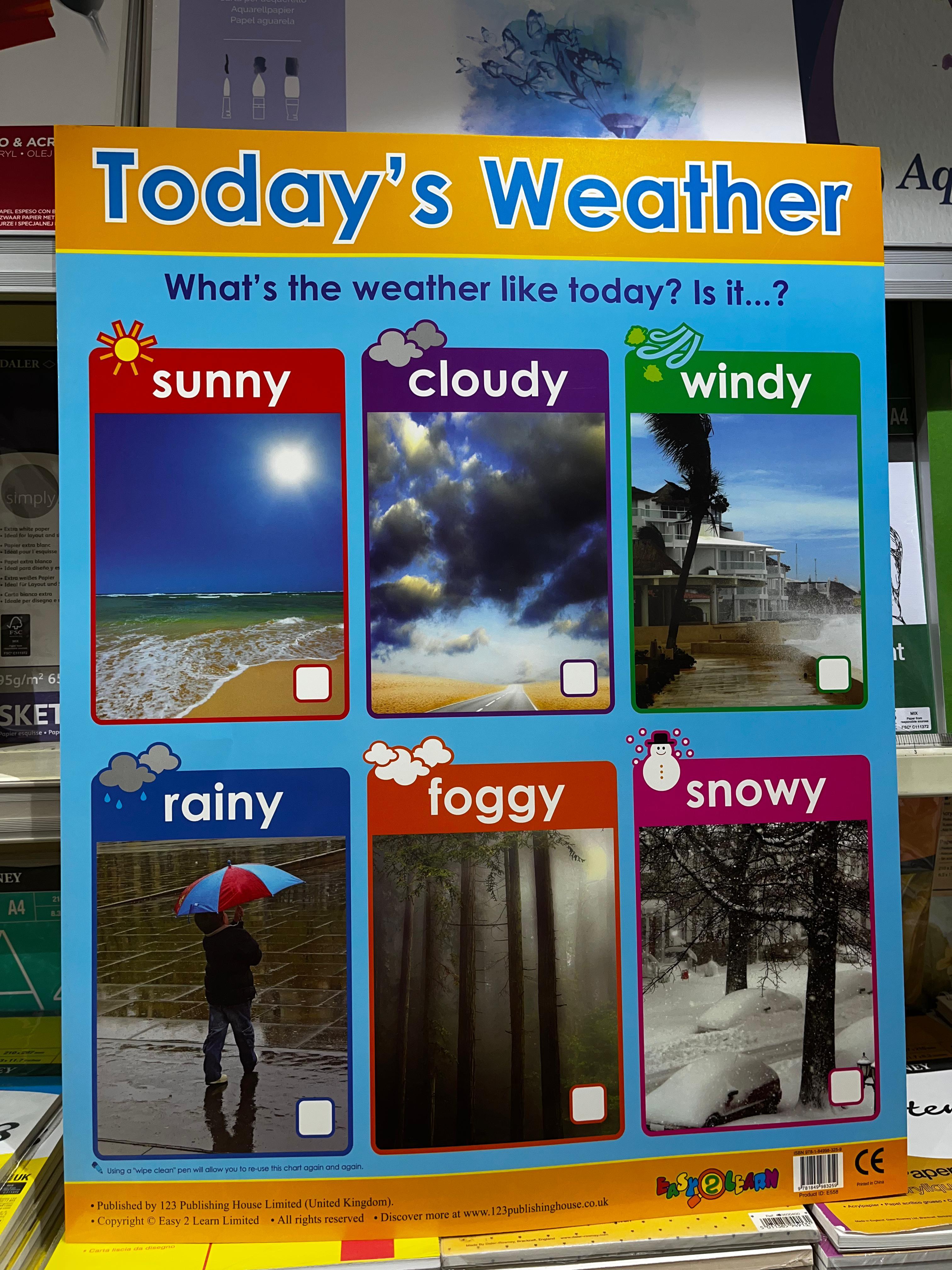 ENGLISH CHART BOARD  - TODAY'S WEATHER ID (E558)