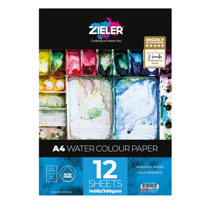 WATERCOLOR PAPER ( BRAND ZIELER ) PAPER FINE GRAIN TEXTURE 300GSM 12 SHEETS