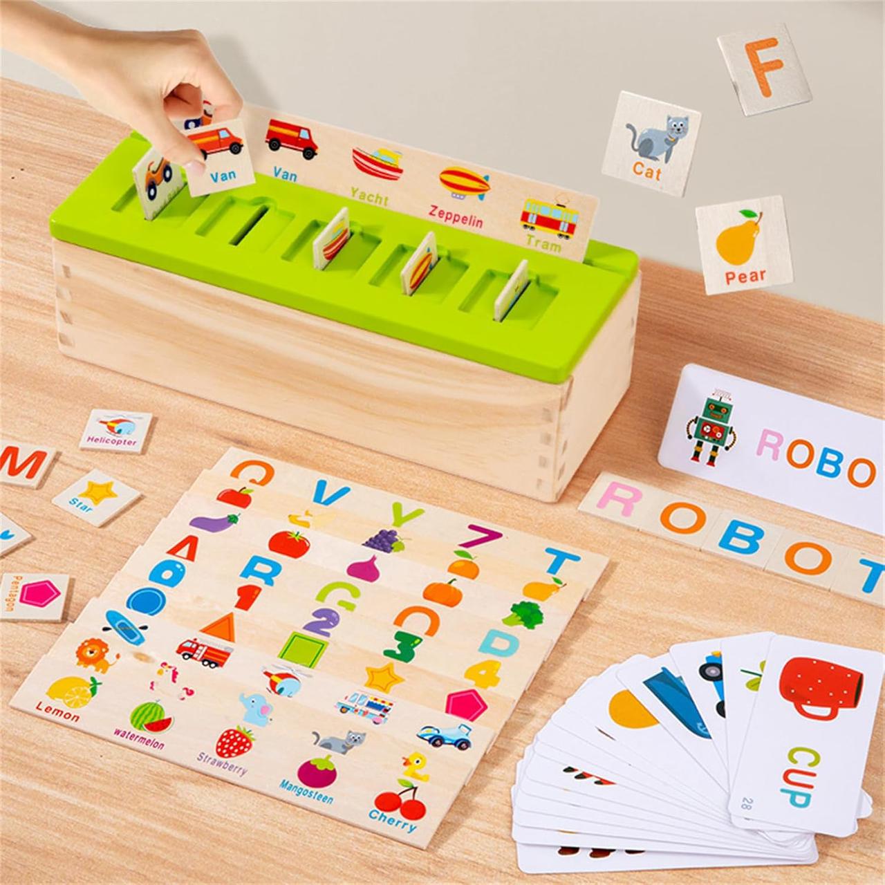 KNOWLEDGE BOX Wooden Sorting Box Montessori Toys for Toddlers 2-6Year Old