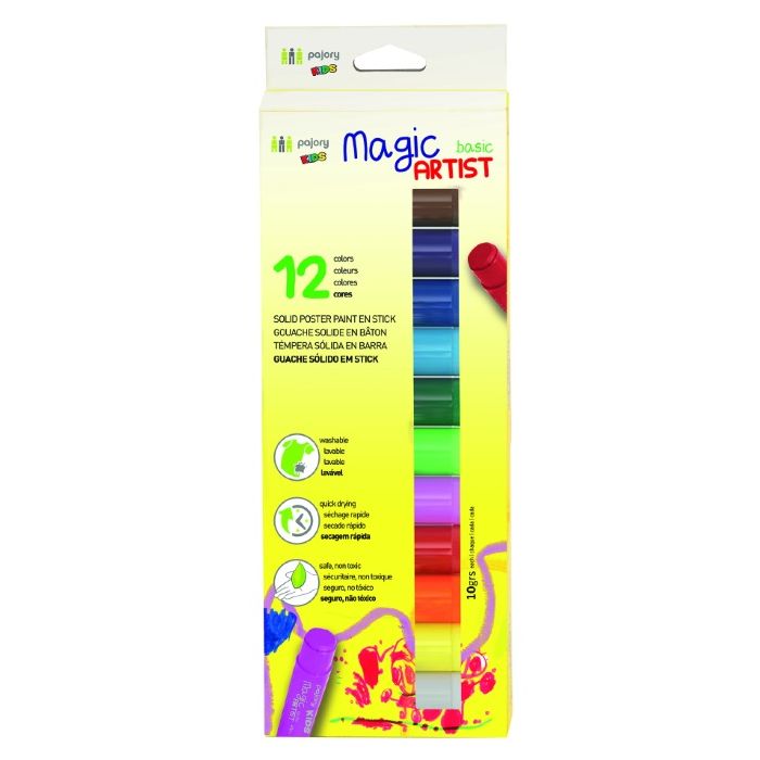 Pajory Magic Artist Solid Poster Paint Sticks (12 Colors)