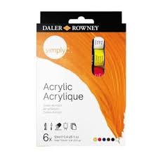 SIMPLY ACRYLIC COLOR  6SHADES 12ML ( BRAND DALER ROWNEY )