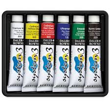 ACRYLIC COLOR 6SHADES 22ML  ( BRAND DALER ROWNEY ) SYSTEM 3