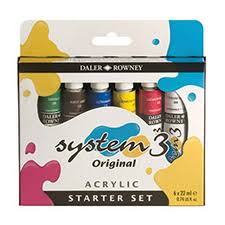 ACRYLIC COLOR 6SHADES 22ML  ( BRAND DALER ROWNEY ) SYSTEM 3