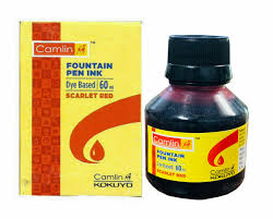 FOUNTAIN PEN INK DYE BASED 60ML ( BRAND CAMLIN ) SCARLET RED COLOR