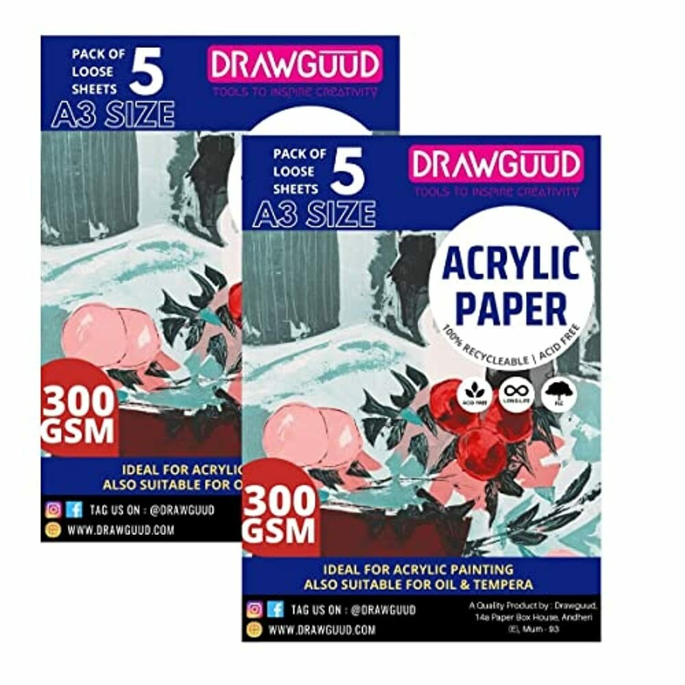 ACRYLIC DRAWING PAD ( BRAND DRAWGUUD ) A3 SIZE PACK OF 5