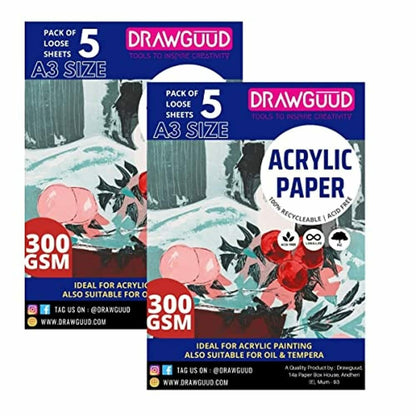 ACRYLIC DRAWING PAD ( BRAND DRAWGUUD ) A3 SIZE PACK OF 5