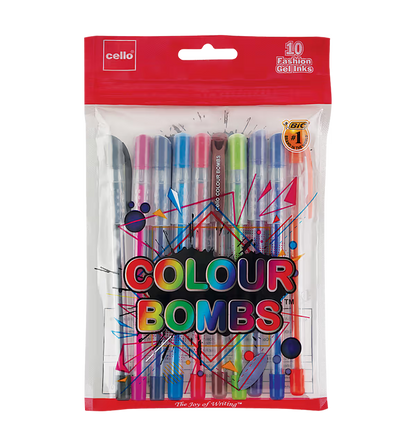 Cello Colour Bombs Gel Pens (10 Pieces)