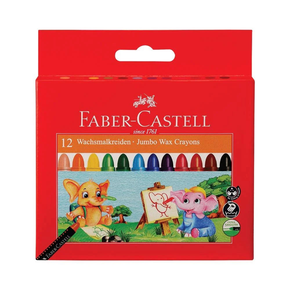 Faber-Castell Jumbo Wax Crayons - 12 Colors