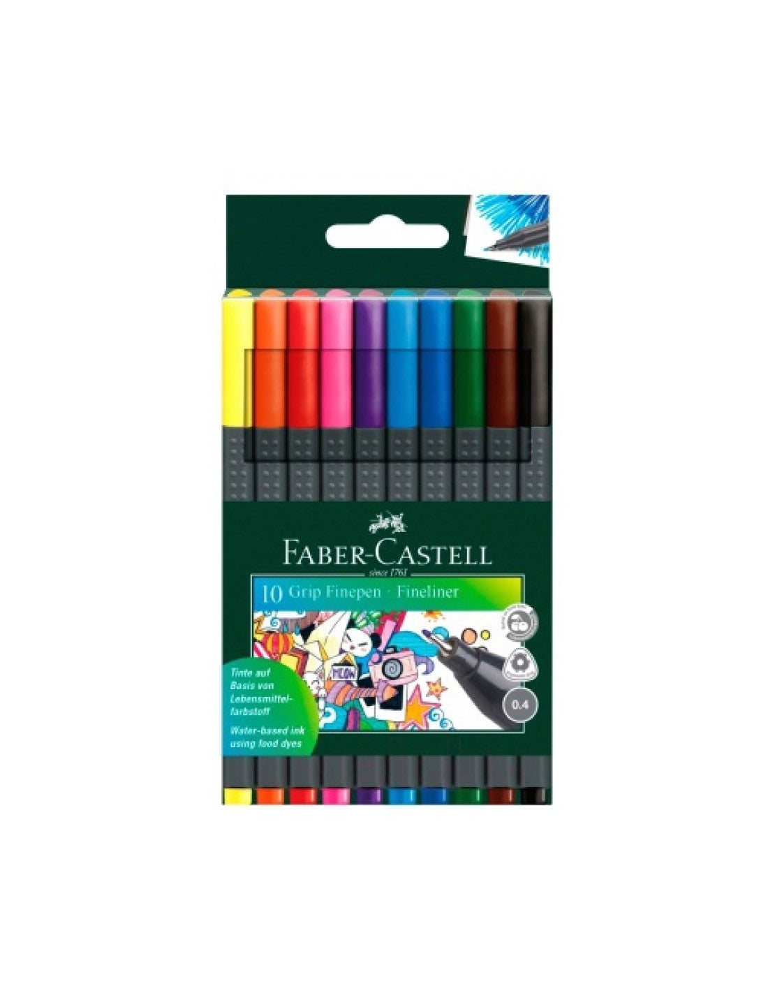 Faber-Castell Grip Finepen Fineliner - 10 Pastel Colors