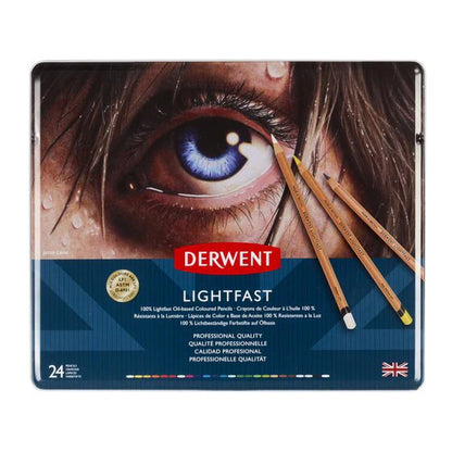 Derwent Lightfast Colored Pencils Tin (24 Colors - Professional Quality)