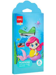 Set 6 culori Plastilina Deli cutie de carton 120g DLEH718-6