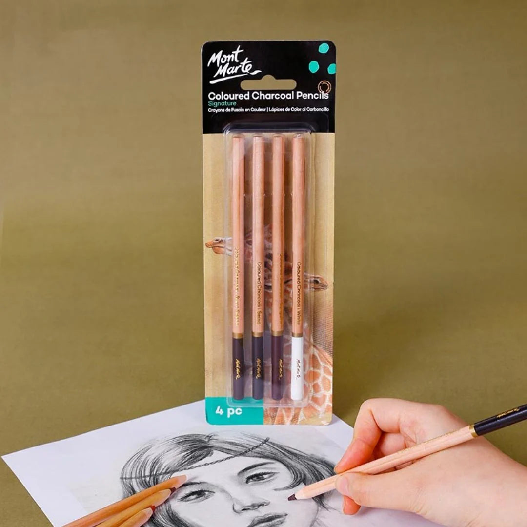CHARCOAL PENCIL ( BRAND MONT MARTE ) 4 COLORED SIGNATURE CHARCOAL PENCIL
