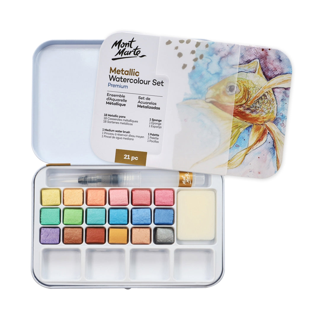 Mont Marte Metallic Watercolour Set (21 pcs)