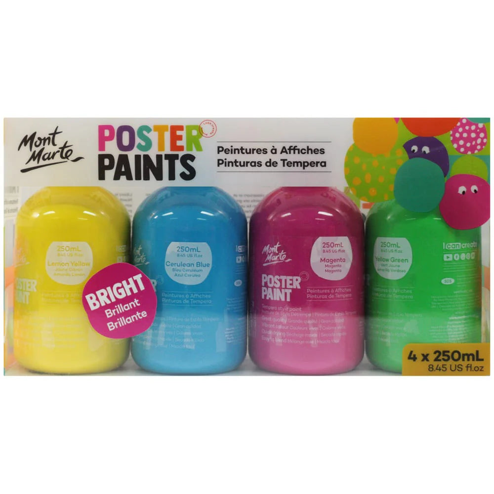 Bright Poster Paints - 4 x 250mL