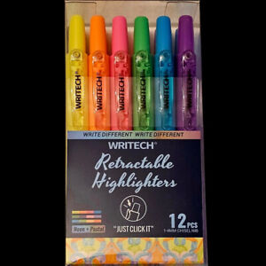 Writech Retractable Highlighters Neon 12 pcs