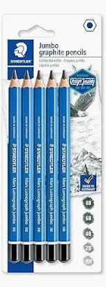 JUMBO GRAPHITE PENCILS 8B/ 6B/ 4B/ 2B/ HB ( BRAND STAEDTLER )